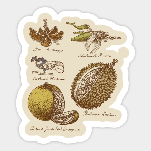 Clockwork Fruit Sticker by ANTICLOTHESdotCOM